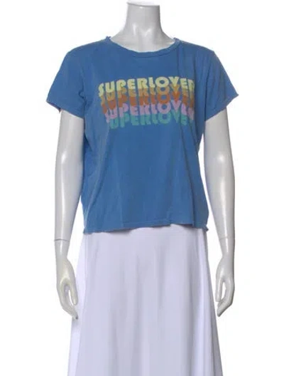 Pre-owned Mother Graphic Print Crew Neck T-shirt In Blue
