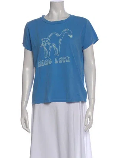 Pre-owned Mother Graphic Print Crew Neck T-shirt In Blue