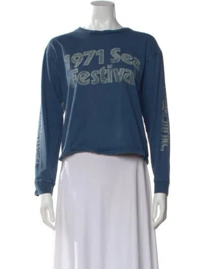 Pre-owned Mother Graphic Print Crew Neck T-shirt In Blue