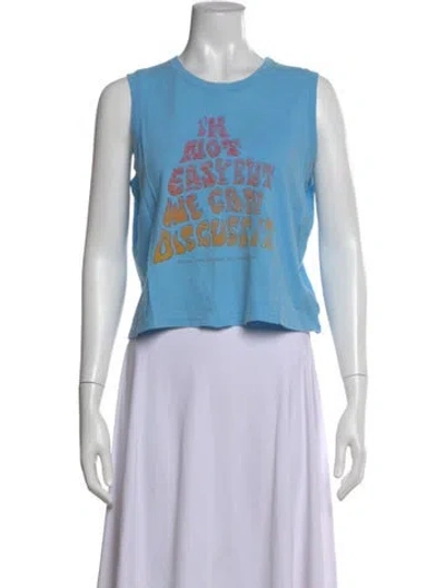 Pre-owned Mother Graphic Print Crew Neck T-shirt In Blue