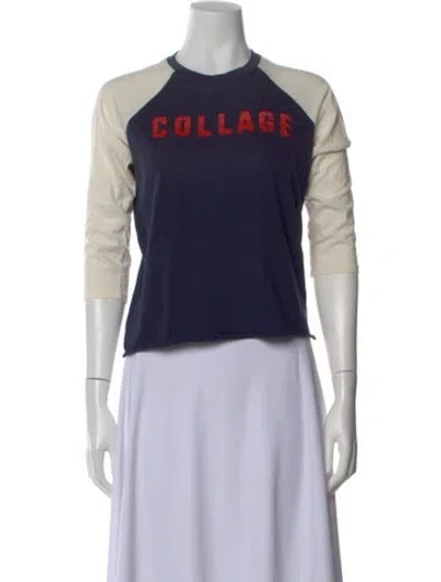 Pre-owned Mother Graphic Print Crew Neck T-shirt In Blue