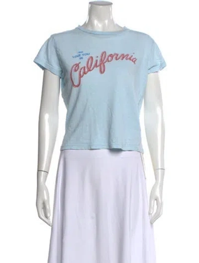 Pre-owned Mother Graphic Print Crew Neck T-shirt In Blue