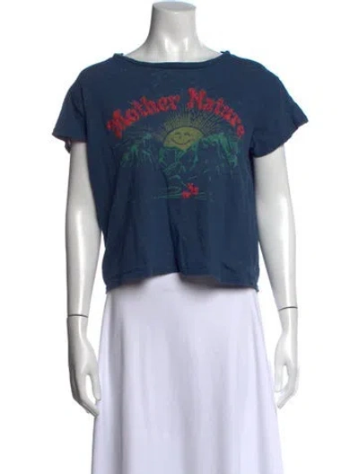 Pre-owned Mother Graphic Print Crew Neck T-shirt In Blue