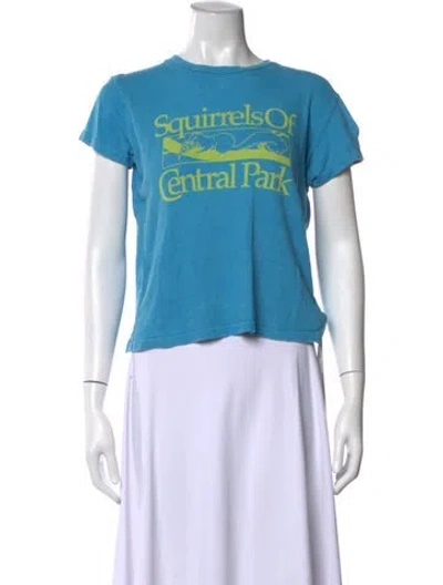 Pre-owned Mother Graphic Print Crew Neck T-shirt In Blue