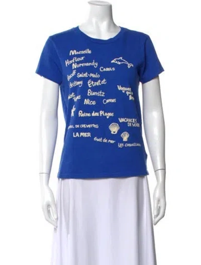 Pre-owned Mother Graphic Print Crew Neck T-shirt In Blue