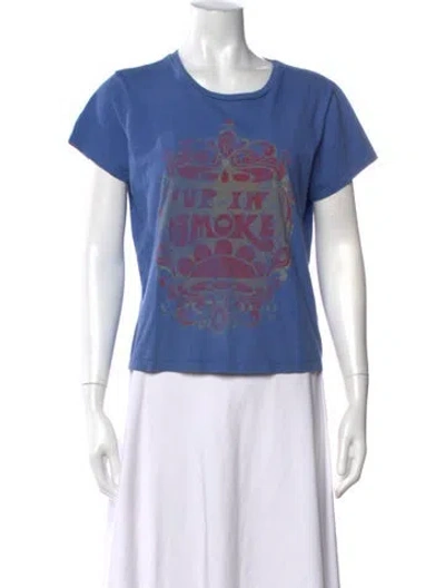 Pre-owned Mother Graphic Print Crew Neck T-shirt In Blue