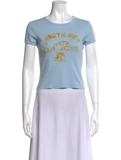 Pre-owned Mother Graphic Print Crew Neck T-shirt In Blue
