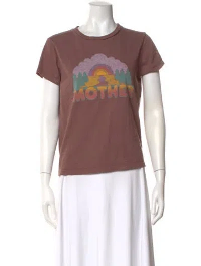 Pre-owned Mother Graphic Print Crew Neck T-shirt In Brown