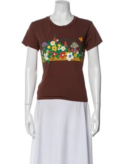 Pre-owned Mother Graphic Print Crew Neck T-shirt In Brown