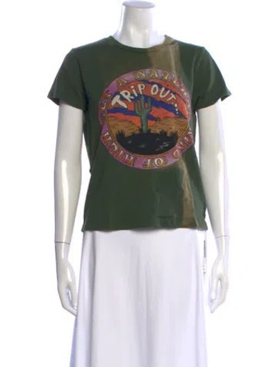 Pre-owned Mother Graphic Print Crew Neck T-shirt In Green