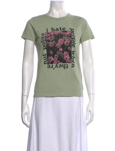 Pre-owned Mother Graphic Print Crew Neck T-shirt In Green