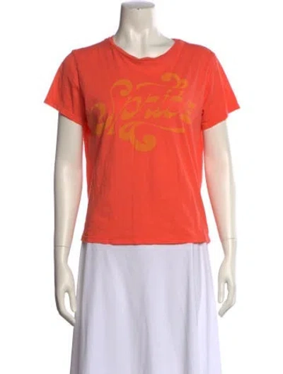 Pre-owned Mother Graphic Print Crew Neck T-shirt In Orange