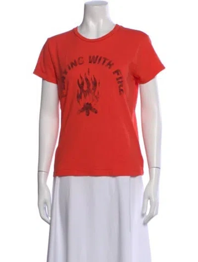 Pre-owned Mother Graphic Print Crew Neck T-shirt In Orange