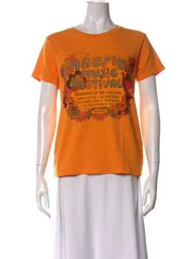 Pre-owned Mother Graphic Print Crew Neck T-shirt In Orange