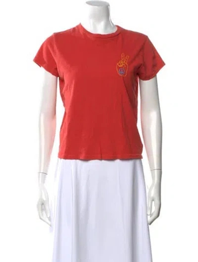 Pre-owned Mother Graphic Print Crew Neck T-shirt In Orange