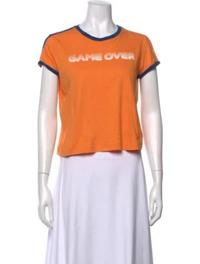 Pre-owned Mother Graphic Print Crew Neck T-shirt In Orange