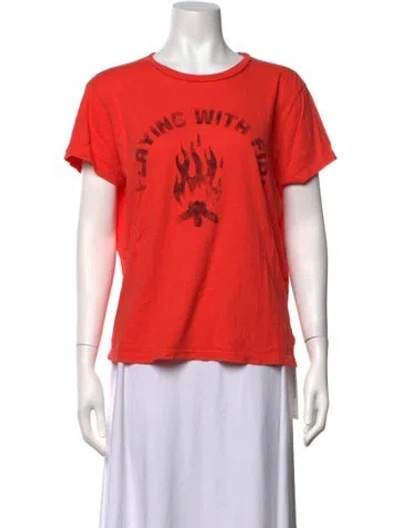 Pre-owned Mother Graphic Print Crew Neck T-shirt In Orange