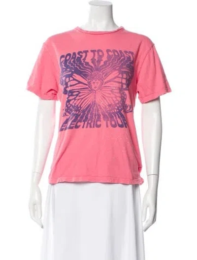 Pre-owned Mother Graphic Print Crew Neck T-shirt In Pink