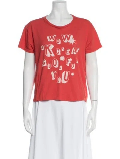 Pre-owned Mother Graphic Print Crew Neck T-shirt In Pink