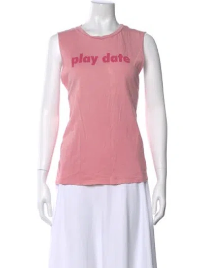 Pre-owned Mother Graphic Print Crew Neck T-shirt In Pink