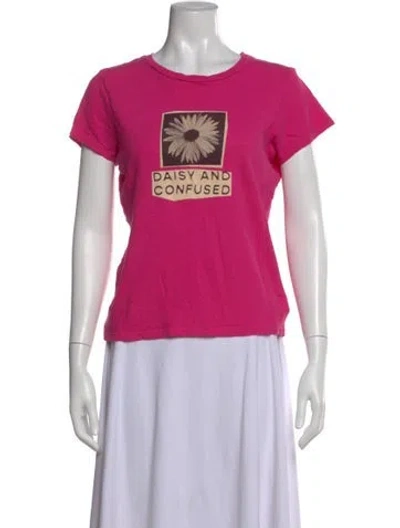 Pre-owned Mother Graphic Print Crew Neck T-shirt In Pink