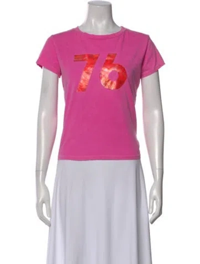 Pre-owned Mother Graphic Print Crew Neck T-shirt In Pink