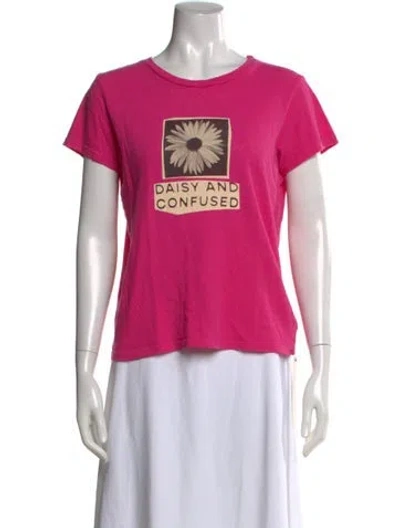 Pre-owned Mother Graphic Print Crew Neck T-shirt In Pink