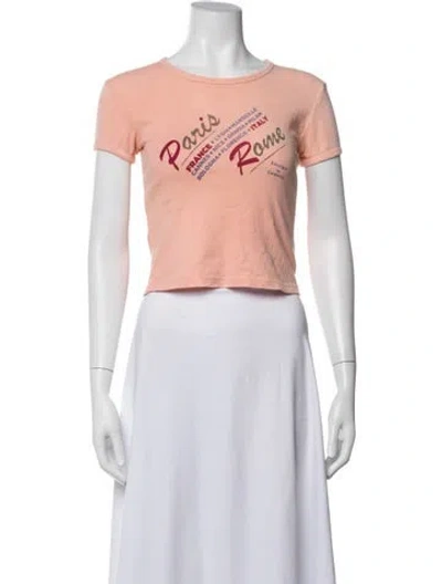 Pre-owned Mother Graphic Print Crew Neck T-shirt In Pink