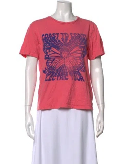 Pre-owned Mother Graphic Print Crew Neck T-shirt In Pink