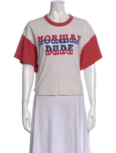 Pre-owned Mother Graphic Print Crew Neck T-shirt In Red