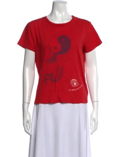 Pre-owned Mother Graphic Print Crew Neck T-shirt In Red