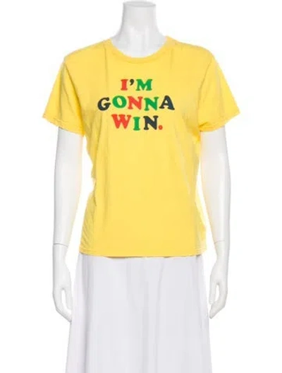 Pre-owned Mother Graphic Print Crew Neck T-shirt W/ Tags In Yellow