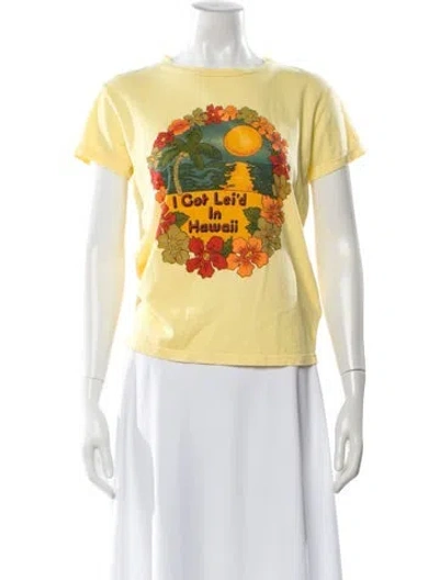 Pre-owned Mother Graphic Print Crew Neck T-shirt W/ Tags In Yellow