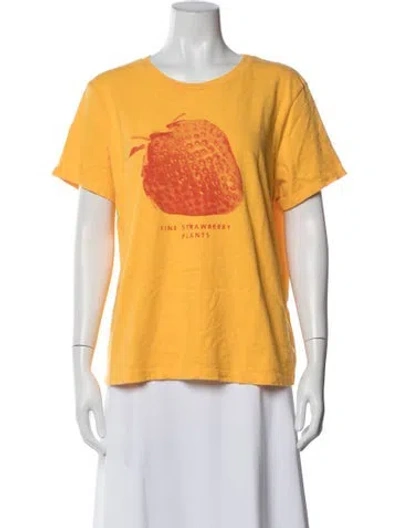 Pre-owned Mother Graphic Print Crew Neck T-shirt W/ Tags In Yellow