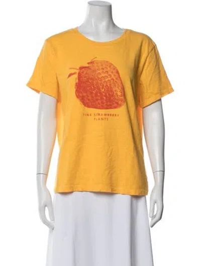 Pre-owned Mother Graphic Print Crew Neck T-shirt W/ Tags In Yellow