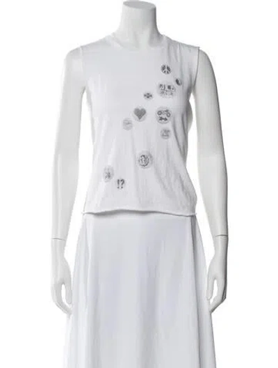 Pre-owned Mother Graphic Print Crew Neck T-shirt In White