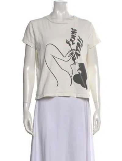 Pre-owned Mother Graphic Print Crew Neck T-shirt In White