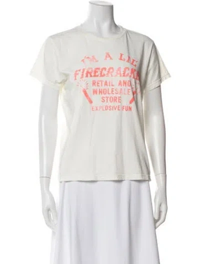 Pre-owned Mother Graphic Print Crew Neck T-shirt In White