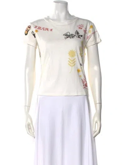 Pre-owned Mother Graphic Print Crew Neck T-shirt In White