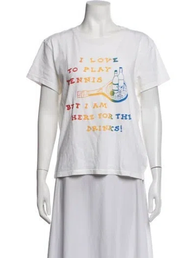 Pre-owned Mother Graphic Print Crew Neck T-shirt In White