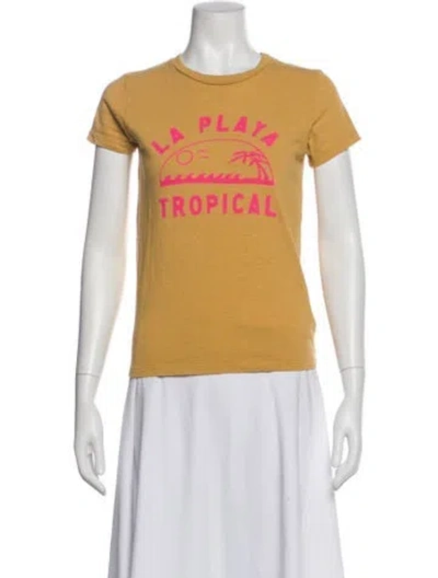 Pre-owned Mother Graphic Print Crew Neck T-shirt In Yellow