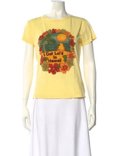 Pre-owned Mother Graphic Print Crew Neck T-shirt In Yellow