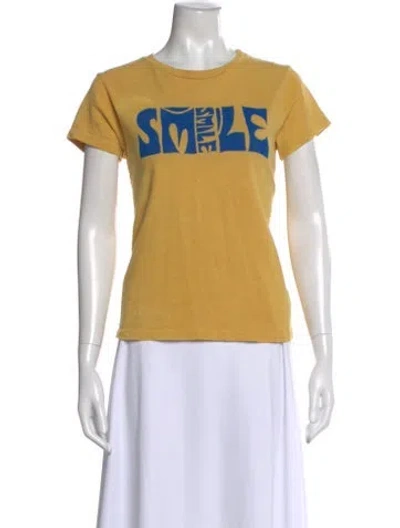 Pre-owned Mother Graphic Print Crew Neck T-shirt In Yellow