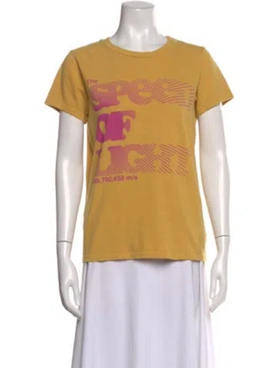 Pre-owned Mother Graphic Print Crew Neck T-shirt In Yellow