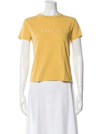 Pre-owned Mother Graphic Print Crew Neck T-shirt In Yellow