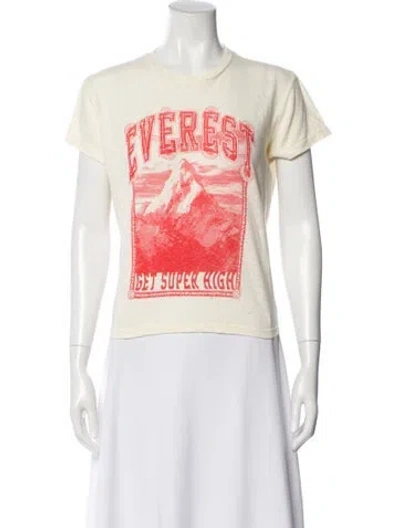 Pre-owned Mother Graphic Print Crew Neck T-shirt In Yellow