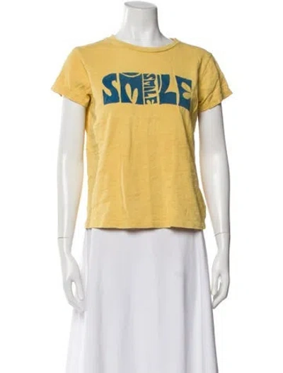 Pre-owned Mother Graphic Print Crew Neck T-shirt In Yellow