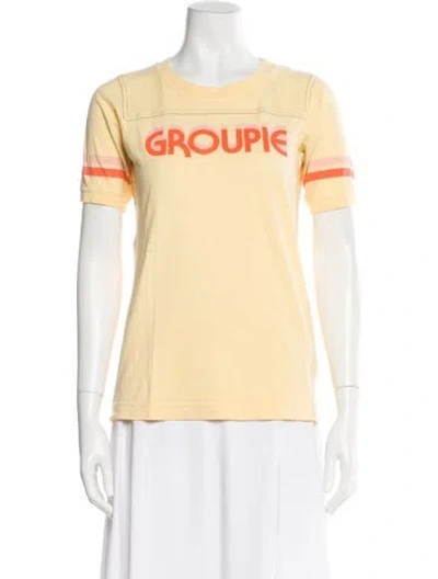 Pre-owned Mother Graphic Print Crew Neck T-shirt In Yellow