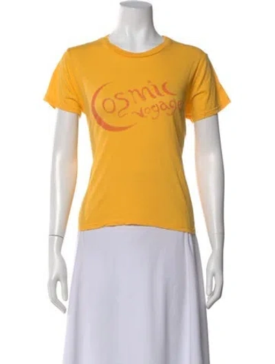 Pre-owned Mother Graphic Print Crew Neck T-shirt In Yellow