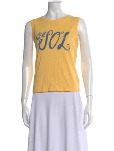 Pre-owned Mother Graphic Print Crew Neck T-shirt In Yellow